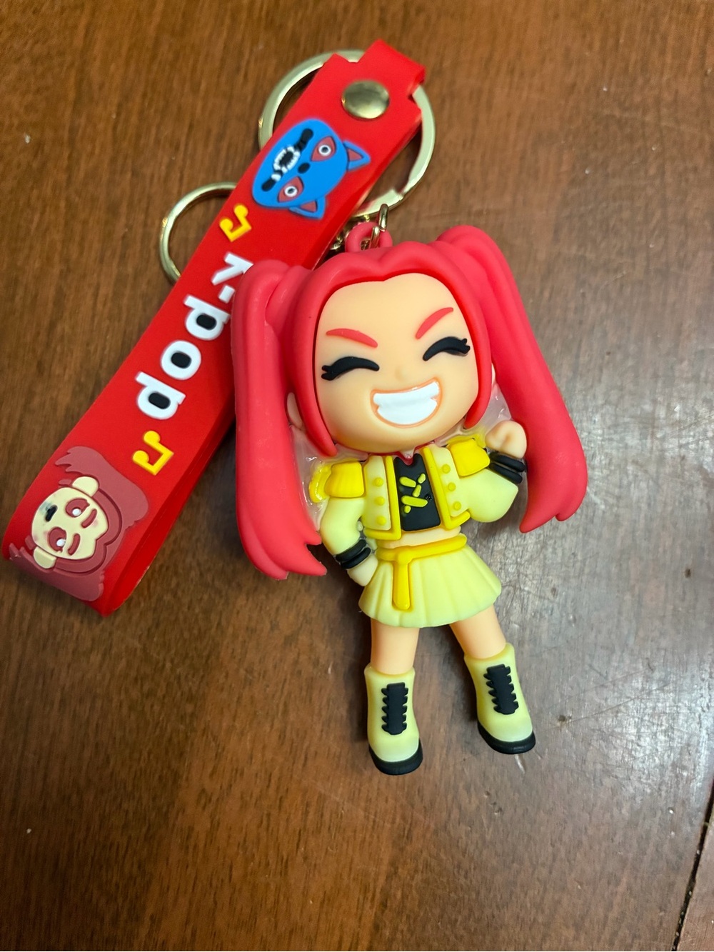 Cute Red & Yellow Cartoon Girl Keychain Charm